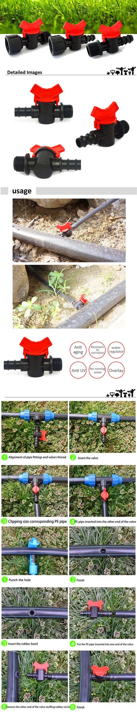 Plastic Drip Irrigation Mini Barb Female Thread Valve For Pipe And Drip