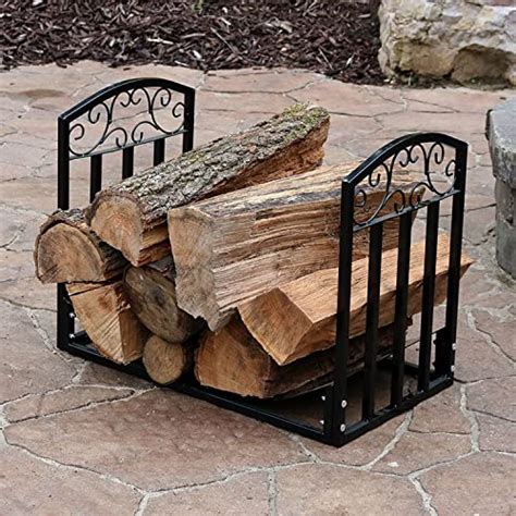 Sunnydaze 2 Foot Firewood Log Rack Indoor Outdoor Black Powder Coated