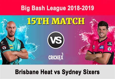 BBL 2018-19, Match 15: Brisbane Heat vs Sydney Sixers | Crickex