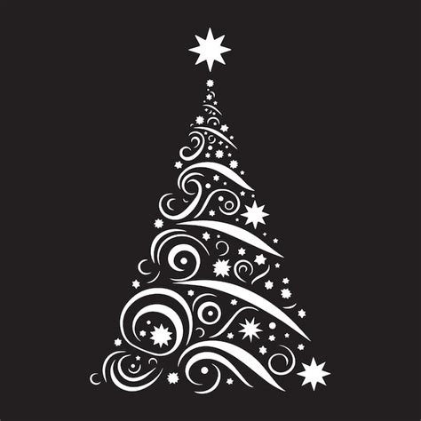 Premium Vector Abstract Christmas Tree Black And White Shape