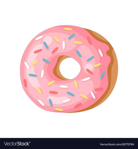 Cartoon Vector Illustration Donut Hand Drawn Drawing Sweet Bun Actual Creative Art Work Bake