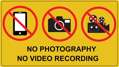 No Photography And No Video Recording Signboard Flat Style