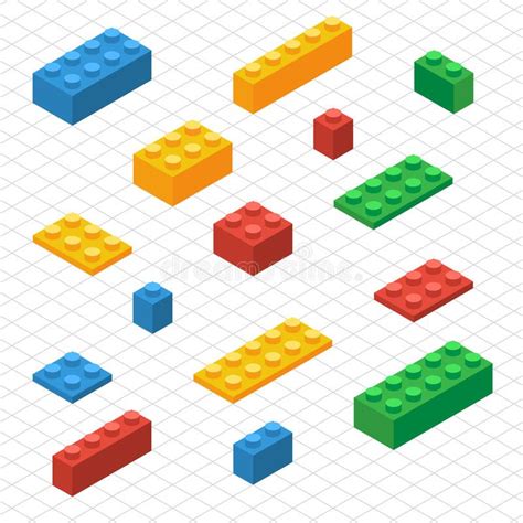 Diy Lego Blocks Set In Isometric View