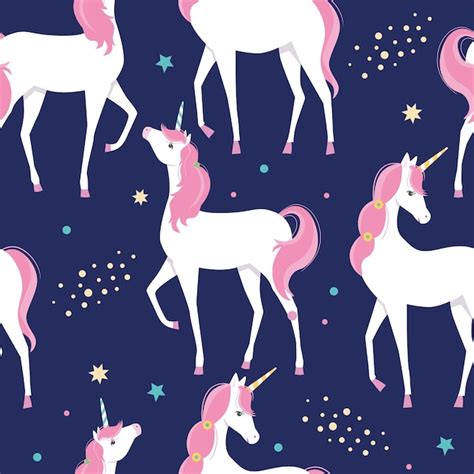 Premium Vector Seamless Pattern With Rainbow And Unicorns