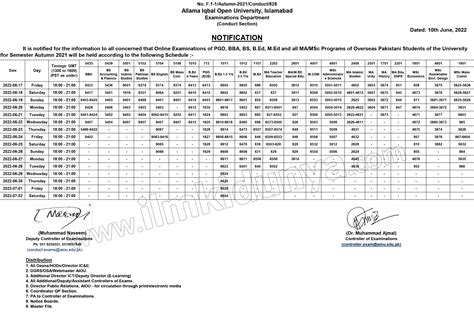 Allama Iqbal Open University Aiou Pgd Date Sheet View Online