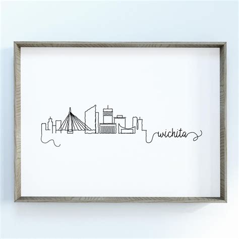 Wichita City Skyline Print Minimalist Black & White Wall Art Wichita ...