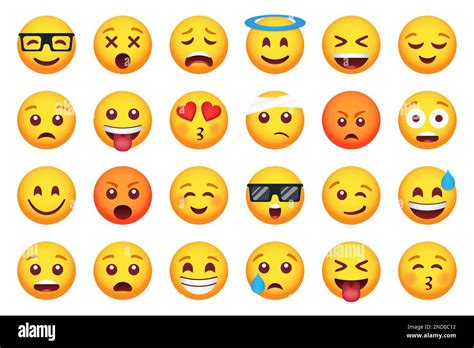 Set Of Emoticon Smile Icons Cartoon Emoji Set Vector Emoticon Set