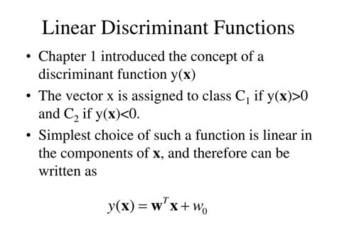 Ppt Linear Discriminant Functions Powerpoint Presentation Free Download Id 1379738