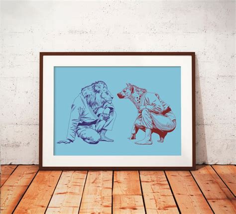 Lion Vs Hyena Match 3 Variations Bjj Jiu Jitsu Design 8x10 Or 11x14