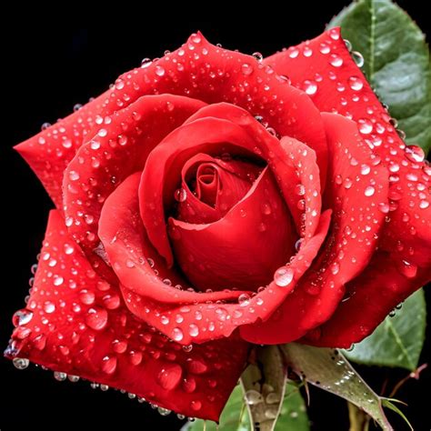 Una Rosa Roja Con Gotas De Agua Foto Premium