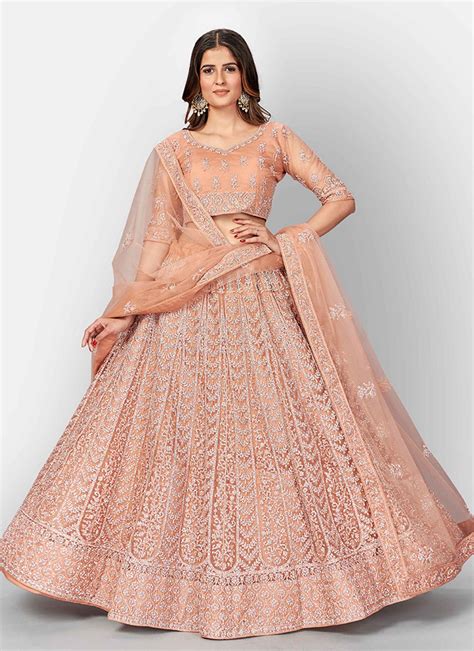 Buy Peach Color Lehenga Choli Online Lehenga Choli