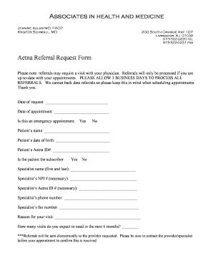 Printable Aetna Referral Forms Complete With Ease Airslate Signnow