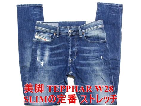 スリムの定番 Diesel ディーゼル Tepphar テファーテパー W28実80 ストレッチデニム キャロットスキニージーンズ ダメージ