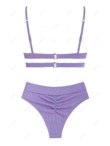 ZAFUL Ribbed Scrunch Butt Monowire Bikini Swimwear In PURPLE ZAFUL 2024