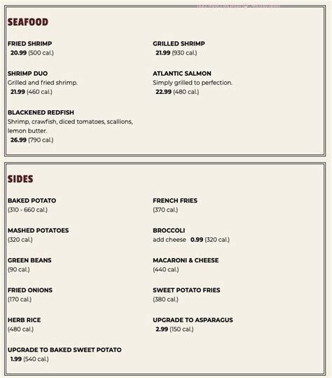 Menu at Saltgrass Steak House steakhouse, Biloxi, 140 Beach Blvd