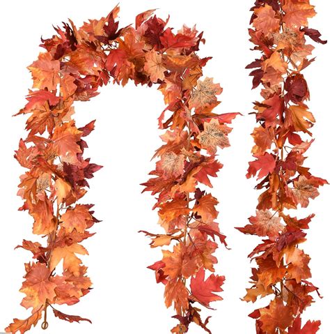 2pack Artificial Fall Maple Leaves Garland 5 9ft Autumn Foliage Hanging Vine Garland Decor For