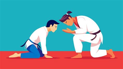 Premium Vector A Martial Artist Bows To Their Opponent Before And