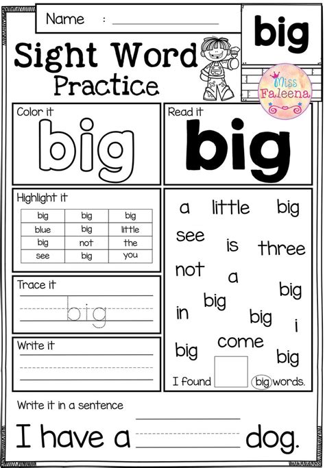 Tracing Sight Words For Preschool