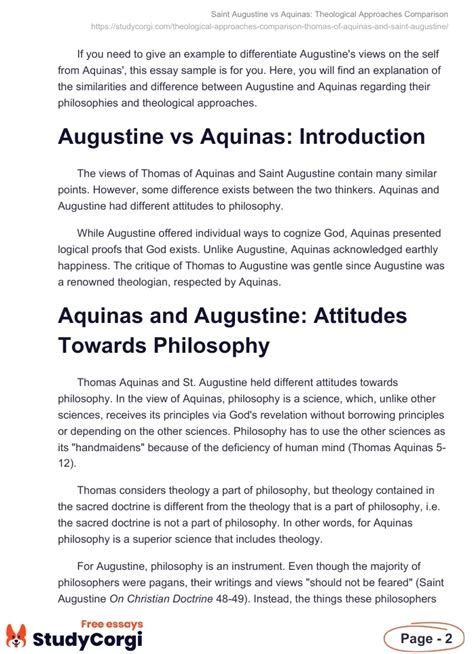 Saint Augustine And Thomas Aquinas Theological Approaches Comparison