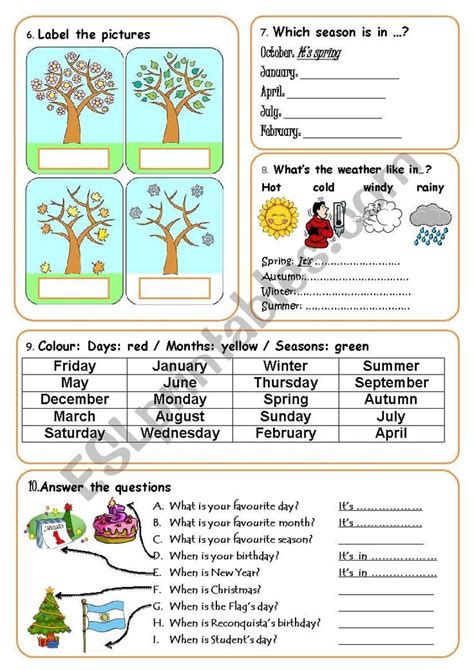 Days Months And Seasons Esl Worksheet By Ericacabrera02 Seasons