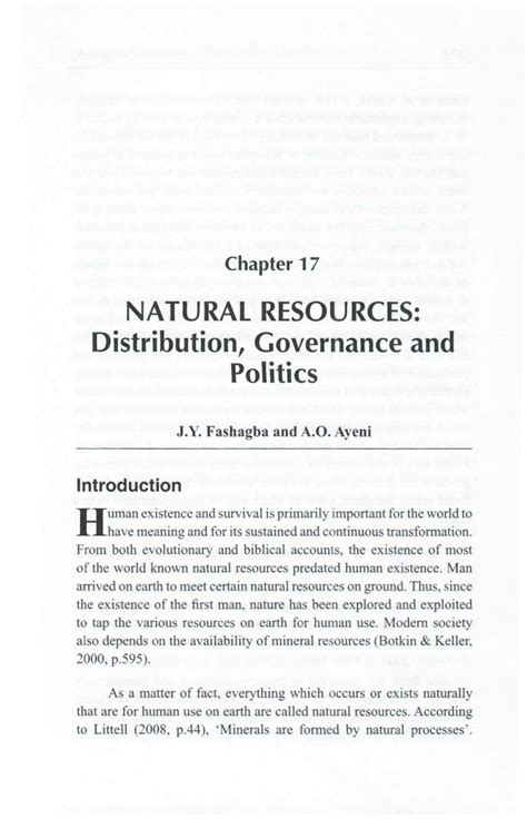 Pdf Natural Resources Distribution Governance And Politics