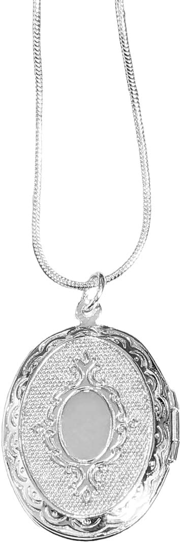 Luck Trader Solid 925 Sterling Silver Vintage Oval Locket Necklace For