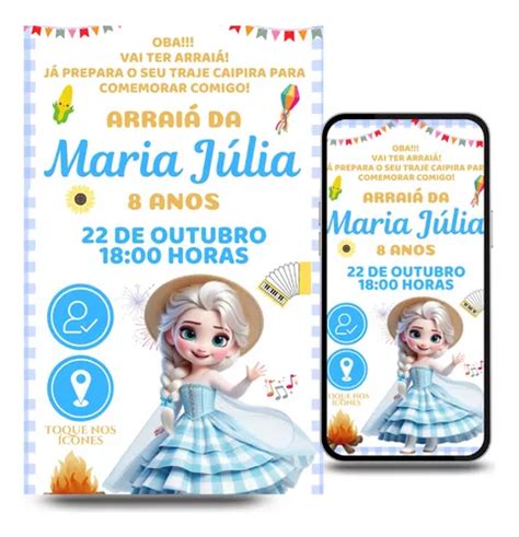 Convite Virtual Interativo Festa Junina Arraia Frozen à venda em Araras