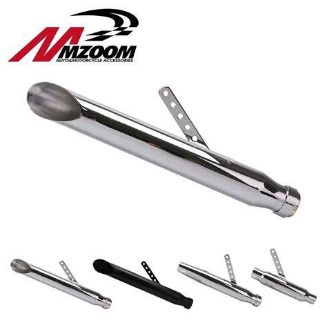 Stainless Steel Motorcycles Cut Exhaust Muffler And Chopper Cafe Racer Silencer Black Motorcycle ...