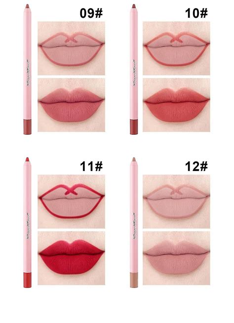 12pcs Set Outline Lips Shape Lipstick Pen Matte Nude Lip Liner Pencil