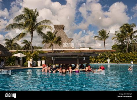 Vacation luxury resort hotel swimming pool Mexico. Beautiful vacation ...