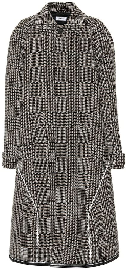 Balenciaga Houndstooth Wool Blend Coat ShopStyle