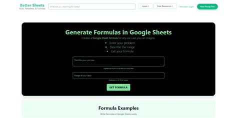 Google Sheets Formula Generator Alternatives Pricing And Review