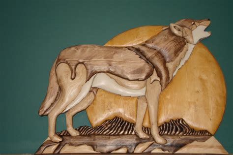 Howling Wolf Intarsia Wood Patterns Intarsia Wood Wood Art