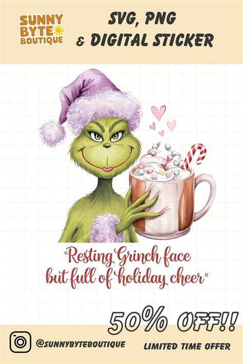 Grinch PNG Grinchy Cozy Christmas Grinchmas Hot Cocoa Png Pastel Christmas Funny Grinch