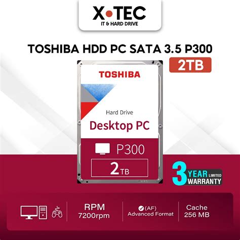 Toshiba PC HDD 2TB TSB INT 3 5 P300 7200rpm 256MB SATA Desktop