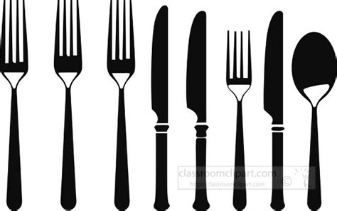 Home Ouline Clipart Silverware Set Black Outline Clip Art