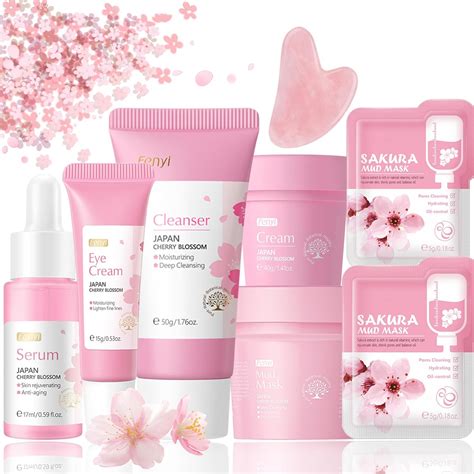 Skin Care Set With Gua Sha Facial Tools Cherry Blossom