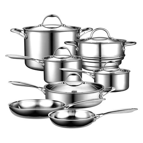 Cooks Standard Multi Ply Clad Stainless Steel 12 Piece Cookware Set