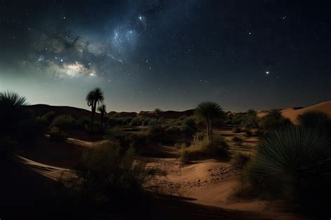 Premium AI Image | Night sky with stars and moon shining down over ...