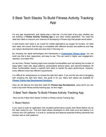 5 Best Tech Stacks To Build Fitness Activity Tracking App Consagous