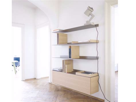 S Wall Mounted Aluminium And Wood Bookcase By Sch Nbuch Design Dante