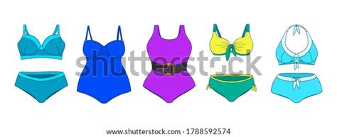 Swimming Suits Set Doodle Bikini Collection Stock Vector Royalty Free