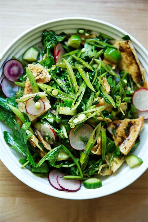 Here, a classic fattoush salad dressing unites a mix of spring ingredients — snow peas, mint ...