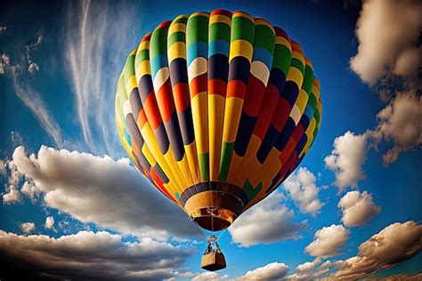 Premium AI Image Picture Of A Multicolored Hot Air Balloon Floating