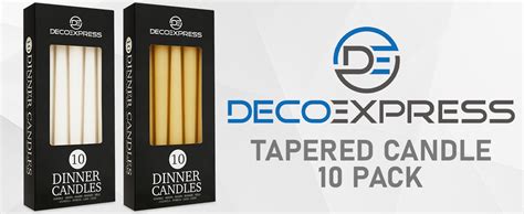 DECO EXPRESS Candles Set Classic Dripless Tapered Metallic Unscented 8H