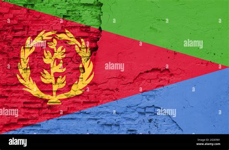 Eritrea Flag Is Painted Onto An Old Brick Wall Stock Photo Alamy