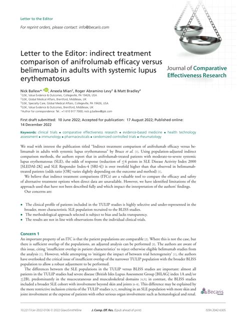 Pdf Letter To The Editor Indirect Treatment Comparison Of