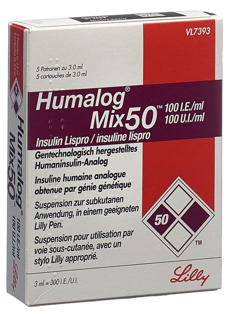 HUMALOG Mix 50 Insuline Susp Inj 100 IE Ml Pour Pen Cartouches 3 Ml