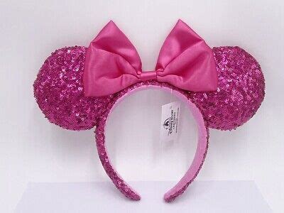 Hot Ears Bow Magenta Pink Minnie Sequin Disney Parks Orchid