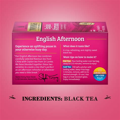 English Afternoon Tea Uplifting Caffeinated Black Tea Bags Individually Wrapped 20 Count